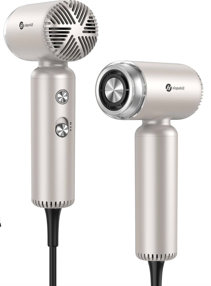 slopehill Travel Dual Voltage Hair Dryer - Lightweight | Compact | Portabe | 110,000 RPM High Speed | Fast Drying | Professional Ionic Blow Dryer, International 100-240V, Smooth Hair, Gifts for Women (Stone)