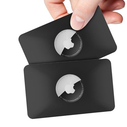 2PCS AirTag Case - Flex Credit Card Size Wallet Holder for AirTag, Purse, Handbag, Backpack, Clutch, Wristlet (Black)