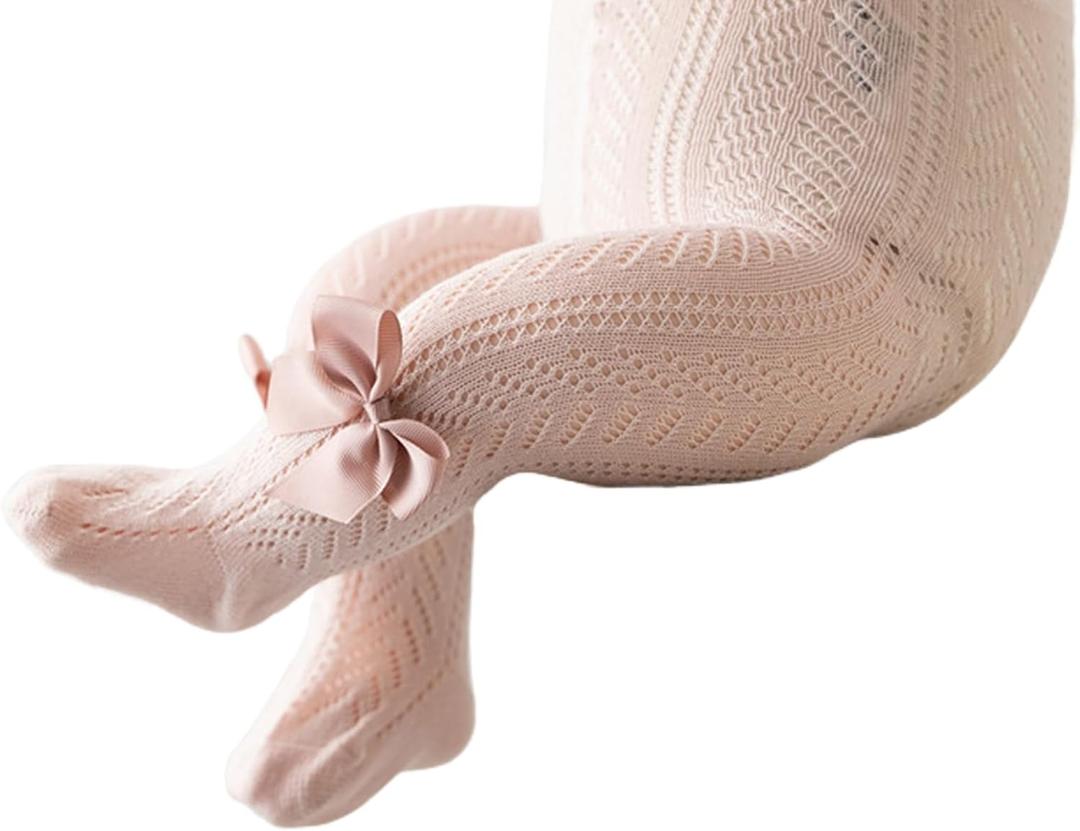 Baby Girl Tights Cute Bow Knit Leggings Toddler Stockings Cotton Pantyhose Infant Hollow Out Newborn Pants