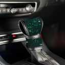 AOCISKA Universal Bling Gear Shift Cover, Leather Gear Knob Cover with Glitter Bling Rhinestones, Crystal Car Knob Protector (Green)