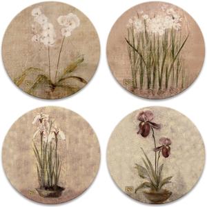 CoasterStone Subtle Flowers Absorbent Coasters, 4-1/4-Inch, Set of 4