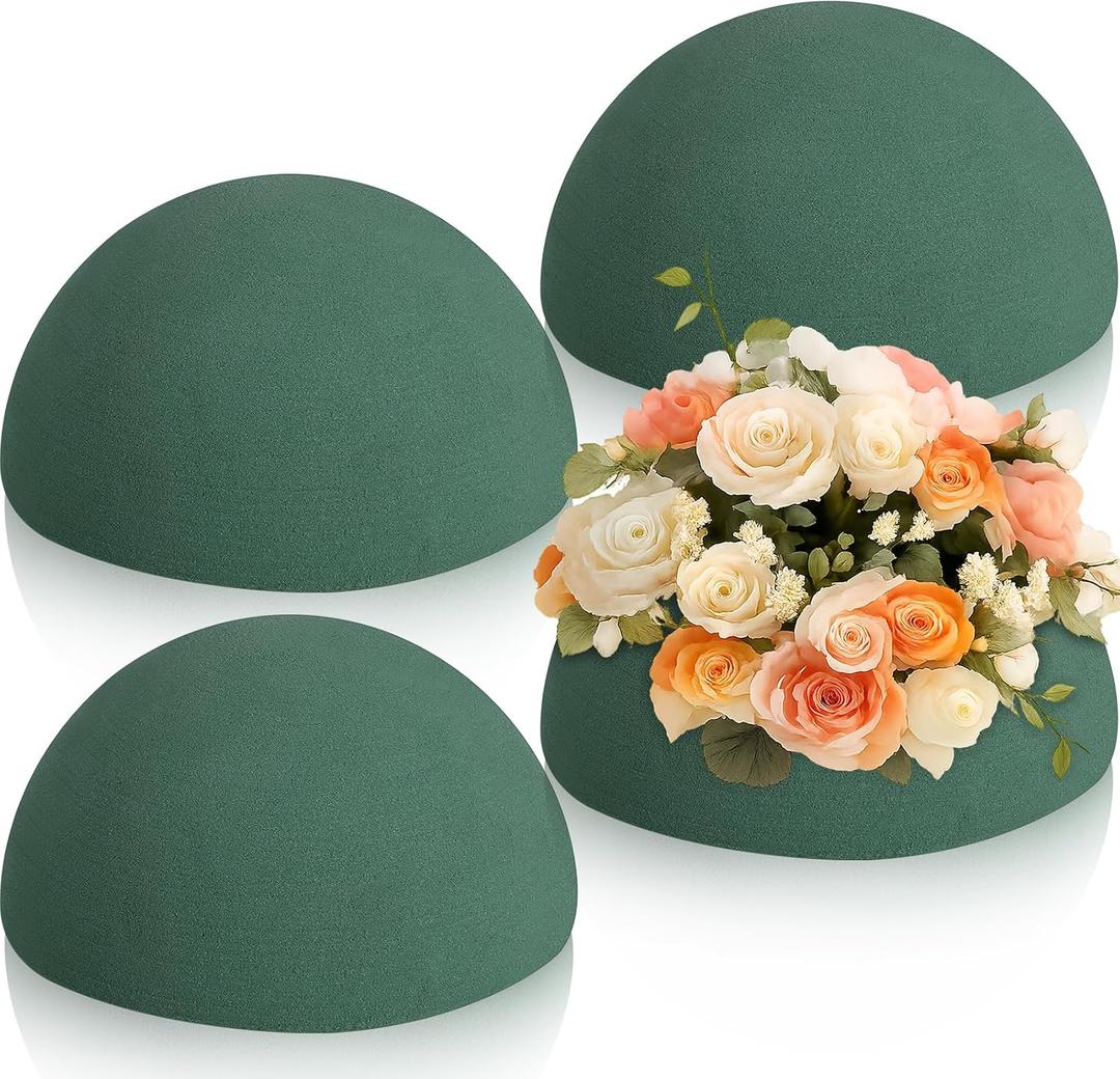 Boao 4 Pcs Half Ball Floral Foam Block 5.51 x 2.76 Inch Green Wet Dry Flower Foam Balls Large Flower Craft for Wedding Fresh and Artificial Flowers Plant Bouquet Arrangement DIY Craft