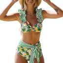 SPORLIKE Women High Adjustable Straps Bikini Top, Size L