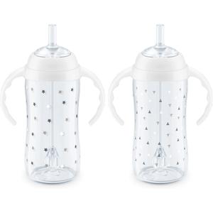 NUK Learner Straw Cup, 10oz, 2-Pack - Toddler Sippy Cup with Soft Straw for Easy Drinking, Suitable for Ages 8 Months and Up, Timeless Collection