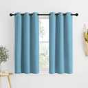 NICETOWN Blackout Small Curtains for Bedroom - Triple Weave Grommet Top Thermal Insulated Light Blocking Panels for Bathroom/Kitchen, Teal Blue, W34 x L50, Set of 2
