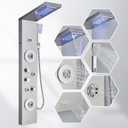 AlenArt Shower Panel LED Shower Tower System with Rainfall Waterfall Shower Head, 4 Body Massage Jets,Hand Shower Sprayer and Tub Spout Stainless Steel, Brushed Nickel