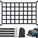Cargo Net for Pickup Truck Bed, Heavy Duty 1100LBS Capacity, Adjustable Cam Buckles & S-Hooks, Thick Herringbone Nylon Mesh with Drawstring Storage Bag for Trailers and Trucks