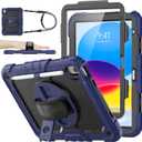 SEYMAC stock Case for iPad (A16) 11th/10th Generation 11''/10.9'' 2025/2022, Full-Body Drop Protection Case with Screen Protector &360 Rotate Hand Strap/Stand, Navy Blue