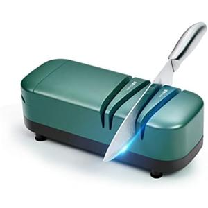 Electric Knife Sharpener, Professional Knife Sharpener for Home, 2 Stages for Kitchen Knives Quick Sharpening & Polishing, with Scissors Sharpening, Green