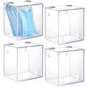 Kathfly 4 Pcs Acrylic Dispenser Wall Mount 6.9 x 6.7 x 5 Inch Beard Net Hair Net Holder Clear Acrylic Holder for Shoe Cover Glove