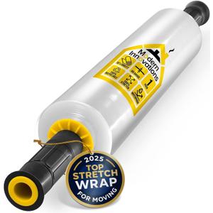 Modern Innovations 15 Inch Clear Stretch Wrap Roll with Handles (1 Roll-1000 Feet) Heavy Duty Shrink Wrap for Moving, Packing Supplies for Wrapping Furniture, Industrial Plastic Pallet Cling