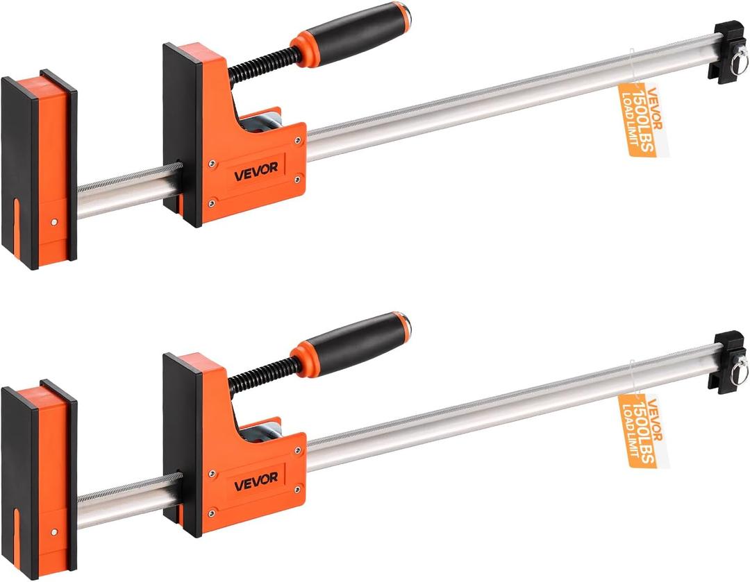 VEVOR Bar Clamps for Woodworking, 2-Pack 30 inch Parallel Clamp Set, F-Clamp with 1500 lbs Load Limit, Even Pressure, High-strength Plastic and Carbon Steel, for Woodworking Metal Working, Orange VEVOR Bar Clamps for Woodworking, 2-Pack 30 inch Parallel Clamp Set, F-Clamp with 1500 lbs Load Limit, Even Pressure, High-strength Plastic and Carbon Steel, for Woodworking Metal Working, Orange