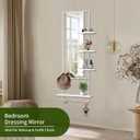 ANYHI Full Length Wall Mirror with 4 Detachable Trays and Hooks
59.4x19 Inch Metal Frame Wall Mounted/Standing Full Mirror, HD Glass Dressing Mirror for Bedroom Entryway Living Room, White