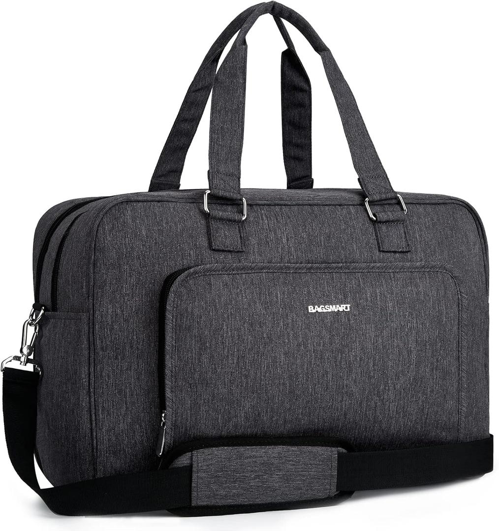 BAGSMART Weekender Bags for Women, Travel Duffle Overnight Bag Personal Item Bag with Shoe Bag for Travel Essentials (Dark Grey)