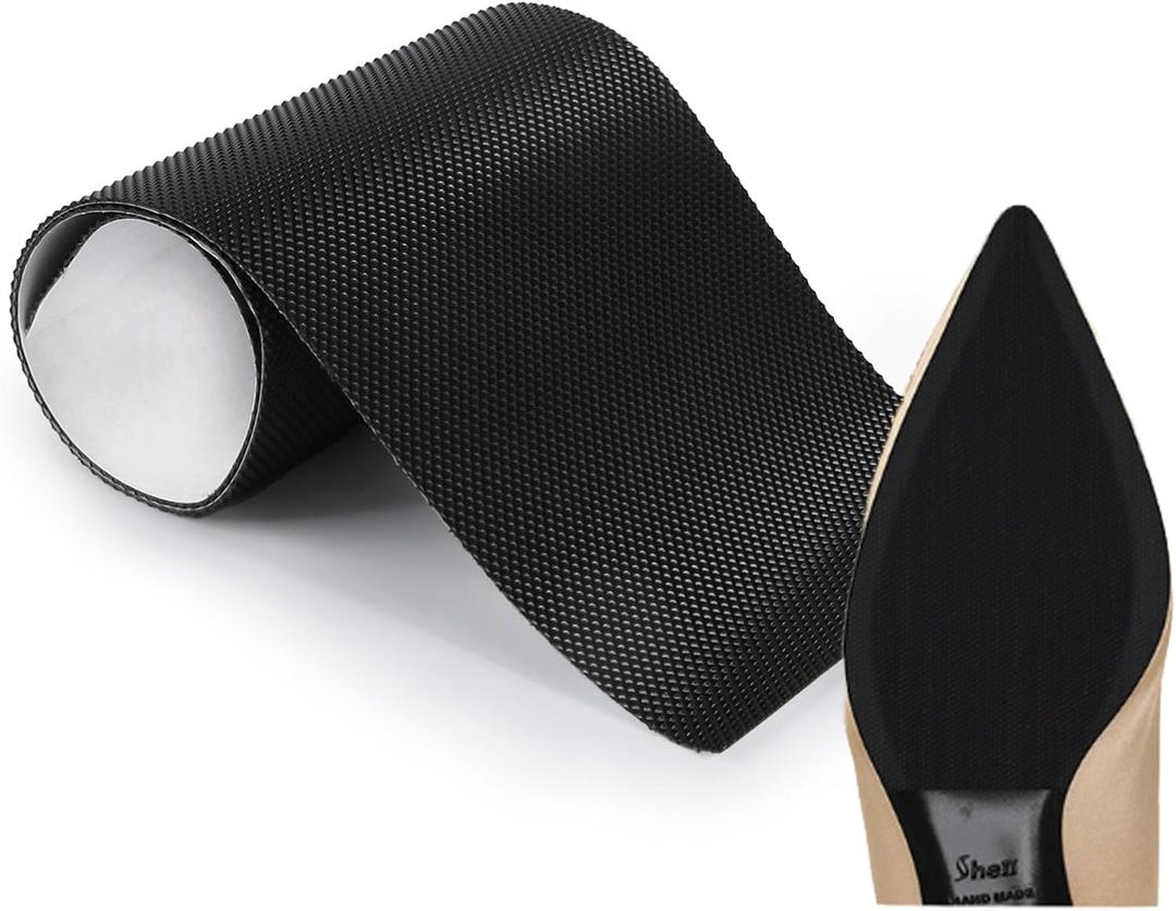 39 in Sole Protector for High Heel Shoes, Anti-Slip Shoe Bottom Protector, Self-Adhesive Sole Protector for Red Bottom Heels Flats Dress Shoes Black (5 in *39 in) (39in-Faceted Tread)