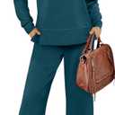 XIEERDUO Women's 2 Piece Lounge Sets Side Slit Outfits Wide Leg Tracksuit Comfy Loungewear Fashion Sweatsuit Small (Teal)