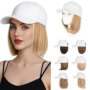 Hairro Hat With Hair Attached Synthetic Baseball Ball Cap Hair Wig 6" 150g #16P613