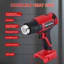 【380W・1022°F & 572°F】Cordless Heat Gun Compatible with Milwaukee M18 18V Battery, Portable Hot Air Gun Fast Heating Dual Temp with LED Light 4 Nozzles for Shrink Tubing, Resin, Vinyl Wrap (No Battery)