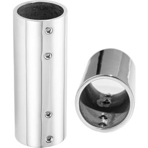 Handrail Straight Pipe Fitting Connector,AICWIOO 2PCS 7/8 Inch 316 Stainless Steel Emt 2-Way Tube Connector Heavy Duty Bimini Top Hardware Conduit Connector for Deck Yacht, 2 Pack