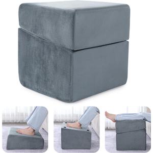 ROYALAY Adjustable Foot Rest Under Desk for Office, High-Density Foam Foot Rest with 3 Adjustable Heights, Ergonomic Footrest with Washable Cover for Home, Airplane, Travel(16 * 16 * 17in, Gray) (Grey)