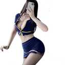 SINMIUANIME Sexy Flight Attendant Stewardess Costume for Women Racer Costumes Halloween Cosplay Lingerie Party Outfit 