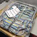 Backpack Beach Chair for Adults, Folding Beach Chair with 4 Positions, Heavy Duty Chair with Large Cooler Pouch Support to 350LBS (Stripes_Blue&Cyan&Yellow)