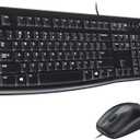 Logitech MK120 Wired Keyboard and Mouse Combo for Windows, Optical Wired Mouse, Full-Size, USB, Compatible with PC, Laptop - Black