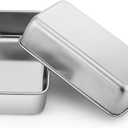 P&P CHEF Loaf Pan Set, 9 x 5 Inch Bread Pans, Stainless Steel Loaf Toast Baking Pans For Bread Meatloaf Lasagna Cake, Healthy & Non Toxic, Oven & Dishwasher Safe,(Silver, 2Pcs)