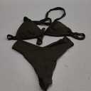 Bikini Sets for Women Sexy Halter Triangle String Bikini Cheeky V Cut High Waisted Thong Swimsuits 2 Piece (Medium, Army Green)