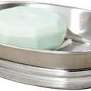 iDesign York Metal Soap Saver, Holder Tray for Bathroom Counter, Shower, Kitchen, 4" x 5.5" x 1.5", Brushed Stainless Steel