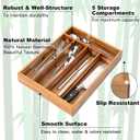 Besilord Silverware Organizer Kitchen Drawer Organizer Utensil Organizer Acacia Silverware Holder Cutlery Organizer in Drawer Flatware Organizer Tray(5 slots, Acacia