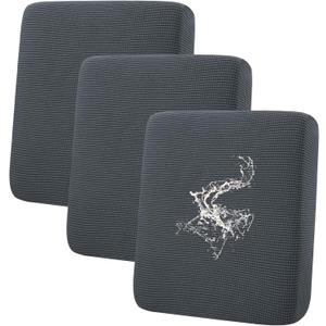 hyha Waterproof Couch Cushion Covers for Pets, Non Slip Sofa Seat Cover for Dogs Washable, Soft Thick Stretch Jacquard Fabric, Sofa Slipcovers with Elastic Bottom (3 Pieces, Grey)