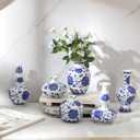 Dandat 6 Pcs Blue and White Porcelain Vase Sets Mini Chinoiserie Vase Classic Ceramic Chinese Floral Jardiniere for Christmas Centerpieces Bookshelf Living Room Decor Table Centerpieces