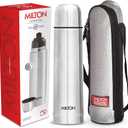 Milton Thermosteel Flip Lid 1000, Double Walled Vacuum Insulated Thermos 1000 ml | 34 oz | 1 Ltr | 24 Hours Hot and Cold Water Bottle with Cover, Stainless Steel, BPA Free,Leak Proof | Silver (34 Ounces, Silver - 34 oz)