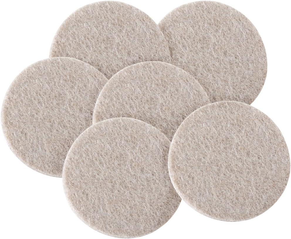 SoftTouch Heavy-Duty Felt Furniture Pads  2" Round Self-Adhesive Floor Protectors for Hardwood, Tile & Laminate  Scratch-Resistant, Linen, 6 Pack