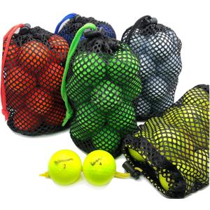 JKL 5 Pack Small Golf Ball Bags, Golf Mesh pouch,Sports Net, Round Storag,little nylon mesh bag,Colorful Drawstring mesh Bags for accessoriesRed Yellow Blue Green Black
