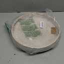 Coffee Table Tray Round Rattan Ottoman Tray Woven Serving Trays with Handles for Home and Kitchen Decorative White (Large 14 inch x 2.4 inch)