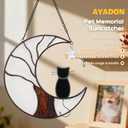Black Cat Memorial Gifts for Loss of Cat, Stained Glass Cat Suncatcher for Window Hanging, Stained Glass Pet Memorial Gifts for Cats, Moon Tree of Loss of Cat Sympathy Gift for Women
