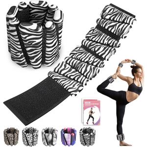 Wrist Ankle Weights for Women Set of 2, Adjustable Silicone Weighted Bangles, Wearable Ultra-durable Strips Weight Bracelet 2 lbs/4 lbs for Yoga, Pilates, Barre, Walking, Arm & Leg Workout (2 lbs Pair (1lb Each), Zebra Stripe)