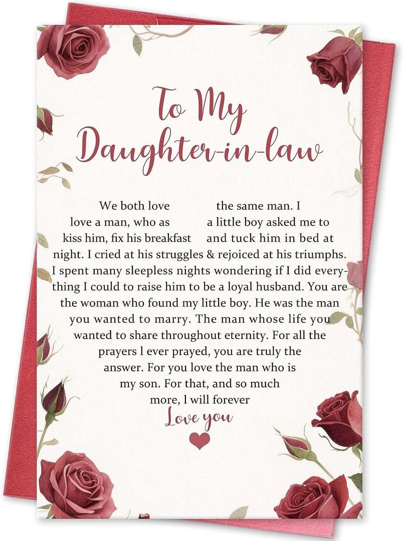 Heartfelt Love Card for Daughter In Law, Wedding Day Gift from Mother In Law, Thank You Card To My Daughter In Law