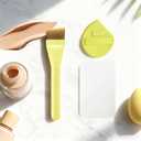 Flat Foundation Brush for Liquid Makeup with Powder Puff and Color Palette, Spatula Brush Facial Makeup, Face Concealer Brushes for Blending Cream