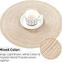 SHACOS Round Braided Placemats Set of 8 Cotton Fabric Round Table Mats Non Slip Washable 15 inch Round Place Mats (Beige, 8)