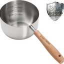 1PCS 2Cup(480ml | 16oz) Dog Cat Food Scoop, 18/8(304) Stainless Steel Measuring Cup with Wooden Handle, Etched Measurements Inside, BPA Free Portion Control for Pets & Kitchen Use