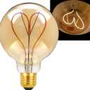40 Watt Decorative Vintage LED Light Bulbs, G95 Love 4W Golden LED Filament Edison Bulb,2700K Oversized Warm Lights,Dimmable E26 Lamp Base,1-Pack-Gold