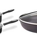Cuisinart 11-Piece Nonstick Cookware Set, Black, 55-11BK & 12-Inch Skillet, Nonstick-Hard-Anodized with Glass Cover, 622-30G