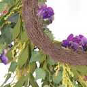 24 Inch Spring Wreaths for Front Door, Summer Door Wreath Outside, Artificial Purple Hydrangea Wreath for Home Wall Indoor Decor
