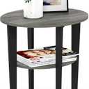 Furinno JAYA Side Table, 2-Tier Round Modern End Table with Oval Tabletop, Night Stand, Bedside Table with Open Shelf, for Living Room, Bedroom, French Oak