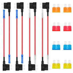 Standard Add a Circuit Fuse Tap APR ATC 12V Automotive Replacement Holder Adapter Fuses Taps Connector ATO ATS 12 Volt with 8Pcs 5 10 15 20A Car Blade FusePack of 16pcs
