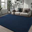 Pettop 6x9 ft Navy Blue Area Rugs for Bedroom Living Room, Washable Memory Foam Indoor Carpet, Modern Aesthetic Minimalist Non Slip Soft Comfy Carpet for Boys Girls Dorm Home Decor