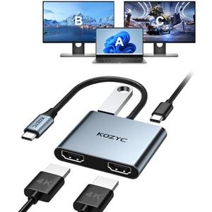 Amazon.com: USB C to Dual HDMI Adapter 4K@30Hz, KOZYC USB C Hub Multiport Adapter with 2xHDMI, USB 3.0, 100W PD, Support USB C to HDMI Splitter Extended Display for MacBook Pro (MST is not Supported on MacOS) : Electronics